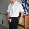Camisa Masculina de Manga Meia Manga Solta Estilo Coreano Levemente Maduro Nova Coleção Primavera e Verão Top Moda Alta Qualidade Caimento Cor Sólida Camisa Não Amassa