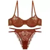 Versión de Calidad de Ropa Interior Francesa Fina de Media Copa para Mujeres Sexy Francesa Suave Aro de Acero Push-Up Anti-Caída Conjunto de Sujetador