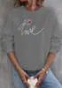 Transfronterizo Talla Europea2023 Sudadera para Mujer Estilo Europeo y Americano con Mangas Largas Divertidas, Corte Holgado, Estampado de Moda con Letras y Corazón de Amor