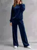 Europa Transfronteriza Otoño/Invierno 2026 Nuevo Conjunto de Terciopelo Holgado Casual Sudadera con Capucha Pantalones de Pierna Ancha Moda Conjunto de Dos Piezas Ropa para Mujer