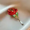 Broche de Flor de Perla de Alta Gama con Pedrería para Mujer, Pin Antiexposición, Accesorio para Suéter, Ropa Exterior, Traje