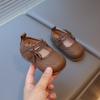 Sapatos Infantis de Outono 2025 para Menininhas, Sapatos de Princesa com Laço Doce, Estilo Coreano, Sapatos de Couro Versáteis para Meninas
