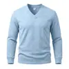 Suéter de punto jacquard para hombre de Amazon transfronterizo, cuello en V casual, capa interior de negocios para hombre, top de punto de manga larga
