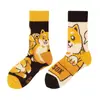 Calcetines originales de moda infantil AB color asimétrico dibujos animados longitud media otoño e invierno caramelos lindos calcetines de algodón para niños y niñas
