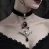 Colar de morcego transfronteiriço, colar estilo gótico, gargantilha de contas de vampiro, gargantilha de morcego de veludo preto para Halloween