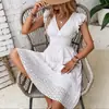 2026 Amazon Aliexpress Mais Vendido Novo Vestido Elegante de Verão Europeu e Americano com Mangas Franzidas para Mulheres