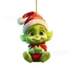 Nuevo Colgante Creativo de Dibujos Animados Navideños Transfronterizos del Grinch Colgante Plano Acrílico Decoraciones para Árbol de Navidad