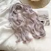 Bufanda larga plisada estilo japonés, bufanda fina estilo coreano, calentador de cuello para mujer, bufanda larga para el cuello, cinta para el pelo, bufanda decorativa