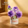 Planta de rosa artificial tejida en maceta, producto terminado hecho a mano a crochet, flor artificial para decoración de escritorio en casa, venta al por mayor de regalos, flor de hilo