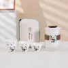 Juego de Té de Viaje Panda Zhihetang Juego Portátil de Una Olla Tres Tazas Seis Tazas para Exterior para Llevar Taza Exprés Regalo