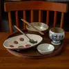 Juego de Cubiertos para Comida Individual de Tomate Pintado a Mano Japonés Tazón de Arroz de Cerámica Gruesa Juego de Plato y Tazón de Cerámica para el Hogar Platos al por Mayor