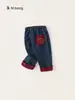 Roupas Infantis Bangxuan Jeans para Meninas Color Block Calças Estilosas para Meninos Versátil Simples Calças Longas para Crianças Pequenas Calças Cenoura para Bebês
