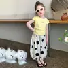 Conjunto Infantil Verão 2026 Nova Camiseta Calça Lanterna para Meninas Moda Estilosa Bolinhas Calça Repelente de Mosquitos Camiseta
