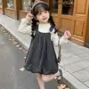 Vestido estilo Chanel para niña, nueva colección otoño/invierno 2026, enterizo forrado de felpa, conjunto de vestido de princesa para niños, moderno