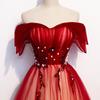 Vestido para Brinde da Noiva 2026 Novo Verão Longo Estilo Fada Vestido de Gala Gradiente Céu Estrelado Vestido Vermelho Sem Alças Feminino