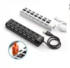 Hub USB Divisor Cabezal de Expansión Punto Único Tres Puntos Dispositivo de Cable USB con Interruptor Independiente Indicación de Luz LED