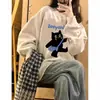 Versão Coreana 2025 Nova Moletom Popular Unissex Gola Redonda Tendência Moda Estiloso Ensino Médio Júnior Início do Outono Top