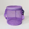 Nova bolsa de armazenamento de conchas de malha para crianças da Amazon, organizador e bolsa de coleta de brinquedos de balde redondo 3D para cavar areia de praia
