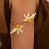 Pulseras para el Brazo Superior de Moda Transfronteriza Europea y Americana Anillos de Brazo Geométricos con Flores de Hoja Accesorios de Nicho para Vacaciones de Verano de Mujer