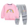 Suéter de algodón para niñas con unicornio conjunto de otoño 2022 Primavera y Otoño nuevo para niña pequeña estilo coreano deportivo dos piezas