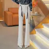 Pantalones de traje de otoño de cintura alta adelgazantes con microcampana para mujer, Pantalones largos de pierna ancha, corte slim, con caída, Versátiles para el trabajo, de temperamento