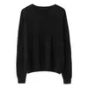 Nova camisa básica de cashmere 100% feminina para outono e inverno, gola redonda, trançada, macia e versátil, modelagem solta