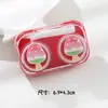 Estojo para Lentes de Contato Série Picolé de Desenho Animado, Tampa Antitorção, Estojo Transparente Integrado para Lentes de Beleza, Caixa Portátil de Duplo Cuidado
