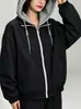 Chaqueta casual con capucha 2026 modelo nuevo primavera y otoño, moda exterior tipo dos piezas falsas, chaqueta holgada que rejuvenece para mujer