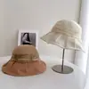 Sombrero de Pescador Plegado de Papel Japonés Estilo Hada para Mujer, Sombrero de Sol de Paja para Verano, Sombrero de Cubo Artístico con Visera de Cinta de Tencel Plegado