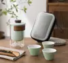 Conjunto de Chá de Viagem com Um Bule e Três Xícaras, Conjunto Portátil para Exterior, Copo de Infusão Rápida, Bolsa de Armazenamento, Lembrança de Presente