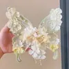 Horquilla Grande de Mariposa Estilo Chino Flor Clip Lateral Súper Hada Dulce Princesa Accesorios para el Cabello Tocado Hanfu Antiguo para Niños