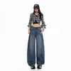 Naranja Infantil #Estilo Coreano Casual Diseño de Retazos Jeans de Pierna Ancha para Mujer Sueltos Adelgazantes Ocultan Imperfecciones Perezosos Versátiles Pantalones Largos hasta el Suelo