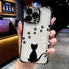 Estojo de Celular Estampado de Patinha de Gato Mais Vendido no Comércio Exterior para iPhone 13/14 Pro Max, Estojo Transparente com Airbag Galvanizado Anti-Queda