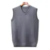 Chaleco de Lana para Hombre para Otoño e Invierno, Chaleco de Punto sin Mangas con Cuello en V, Suéter Grueso de Jacquard con Rayas Verticales