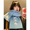 Bufanda Bordada de Paloma Blanca Pequeña con Contenido de Lana para Mujer en Otoño e Invierno Estilo Coreano Cálida Casual Versátil Resistente al Frío Bufanda de Punto para Estudiante