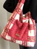 Bolso Tote Perezoso Estilo Coreano Nuevo Invierno para Mujer, Bolso de Hombro de Felpa de Gran Capacidad, Bolso de Moda Casual a Cuadros