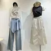 Saia de Trabalho de Secagem Rápida para Mulheres, Cintura Elástica de Verão com Cordão Ajustável na Bainha, Saia Casual de Comprimento Médio em Linha A, Roupa Leve para Exterior