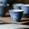 Salpicadura Azul Pintado a Mano Orquídea Juego de Té Kung Fu Tazón Cubierto Taza de Degustación de Té Individual Vintage Cerámico Juego de Té Kung Fu Tazón de Té Tetera Soporte