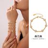 Xinyixin Acero Inoxidable Hecho a Mano Circonita Geométrico Super Brillante Gleanus Combinación de Pulsera Chapado PVD Color Oro de 18K Conservación del Color