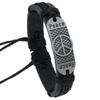 Pulseira transfronteiriça nova e quente com logotipo da paz, pulseira simples de couro retrô tecida à mão, joias europeias e americanas por atacado
