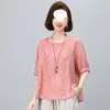 Camiseta de manga corta para mujer para madres, nuevo modelo 2026, talla grande, corte holgado, versátil, elegante, top rejuvenecedor