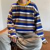 Otoño ins Super fuego estilo puerto camiseta de manga larga a rayas para hombre estilo coreano holgada para pareja versátil bf guapo suéter exterior