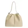 Bolso de mano de estilo suave, bolso tipo cubo plisado con cordón simple, bolso tote nuevo de cuero suave de alta gama, nicho y elegante