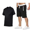 Traje Deportivo de Verano Transfronterizo 2022 para Hombre, Conjunto de Dos Piezas para Correr y Baloncesto Transfronterizo, Absorbe el Sudor, Color Sólido, Manga Corta con Cremallera
