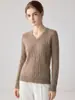 Suéter de cachemira 100% pura con cuello en V para mujer, nuevo estilo otoño e invierno, tejido de ochos, color liso, manga larga, corte ajustado, adecuado para ir al trabajo
