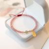 Pulsera de cristal de fresa Minsheng para mujer, original, extremadamente fina, pulsera de cristal de flor de melocotón, regalo de cuentas de transferencia, granate, marca de la suerte