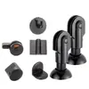 Conjunto de Acessórios para Ferragens de Divisória de Banheiro Público Pés de Suporte de Plástico Nylon Preto Dobradiça Trava Indicadora Suporte de Canto