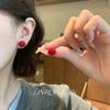 Pendientes vintage de perlas de estilo Hong Kong con glaseado rojo, elegantes y combinables, de estilo Ankora, sencillos y de estilo nicho para mujer.