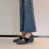 Em estoque: Versão de Lã~ Mesmo Estilo Veludo Perolado Laço Boca Rasa Pelúcia Lã Salto Escondido Sapatos Femininos