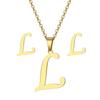 Collar de Acero Inoxidable Simple Transfronterizo de 26 Letras Aretes Juego de Joyería Moda para Mujer Personalizado Joyería para Hombre Regalo de Vacaciones